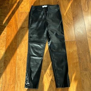 Black Slim Fit Leather Pants - Size S